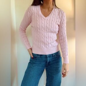 Baby pink Polo Ralph Lauren V-neck Sweater- S